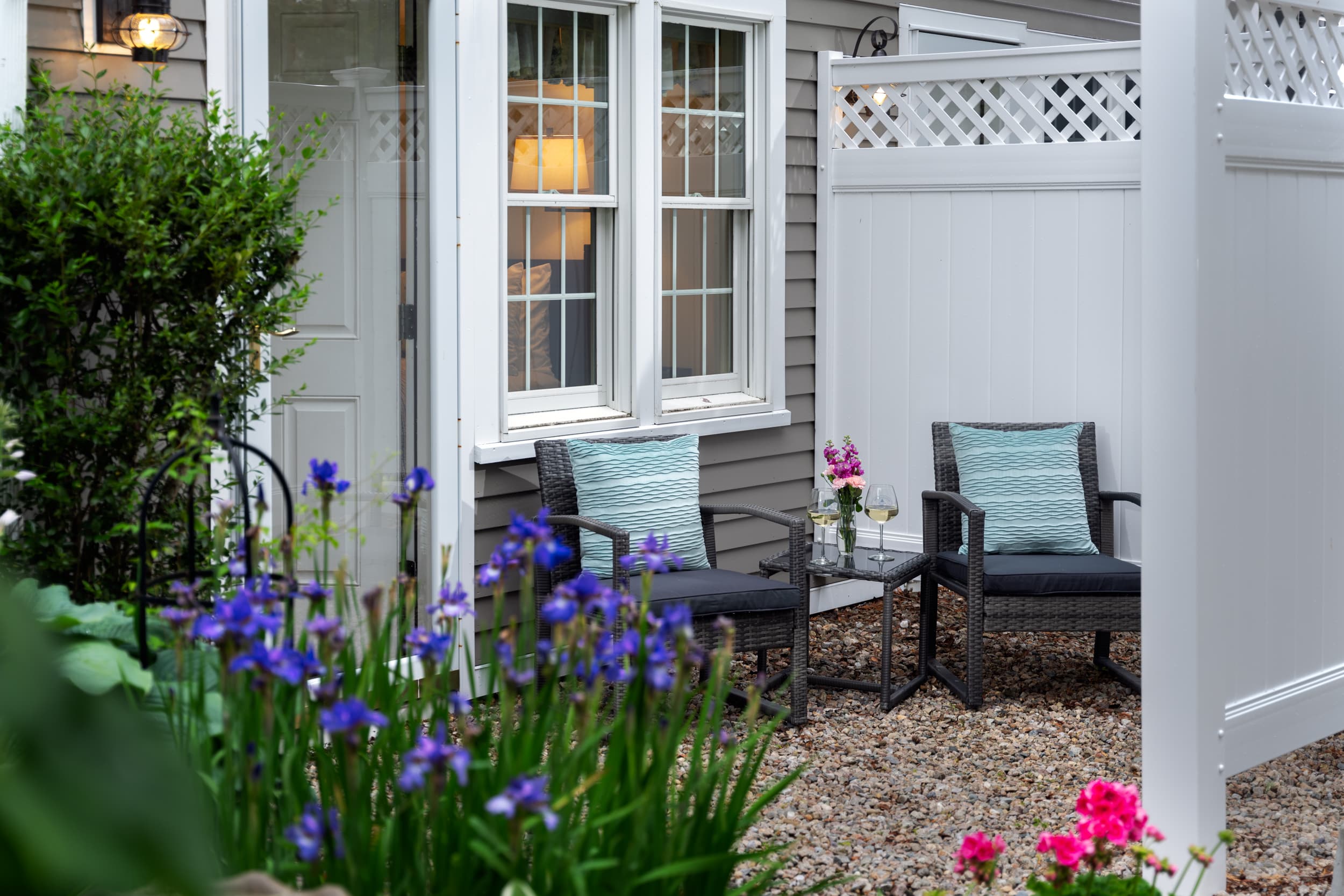 Outside Patio with Chairs and Small Coffee Table