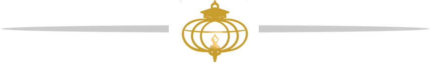 A decorative gold lantern icon centered between two horizontal lines.