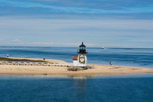 Nantucket Brant Point Lighthouse with Daffodil Weekend wreath