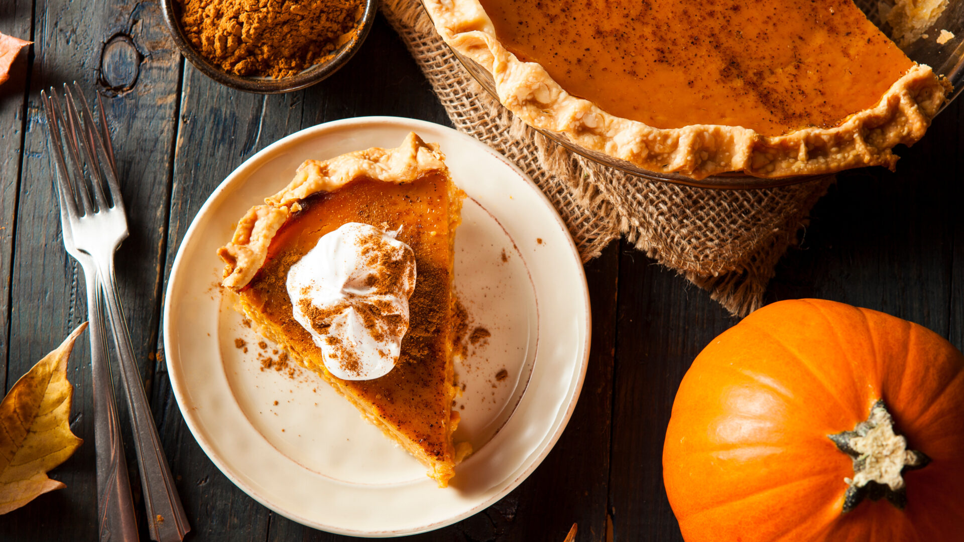 Homemade Pumpkin Pie for Thanksigiving Ready to Eat