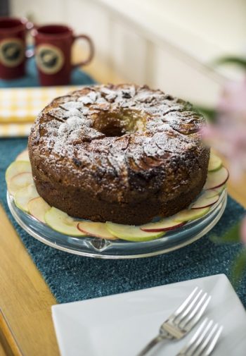 Apple Cake with sliced apples on the edges